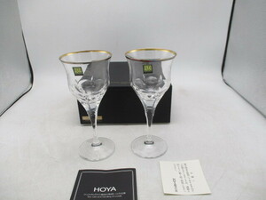 ** Hoya HOYA crystal wine glass gold .2 customer new goods unused **