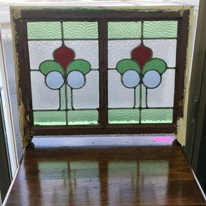 アンティーク 家具 1910`sイギリスアンティーク ステンドグラス ヴィンテージ 窓 ガラス 間仕切枠 建材 建具 099A