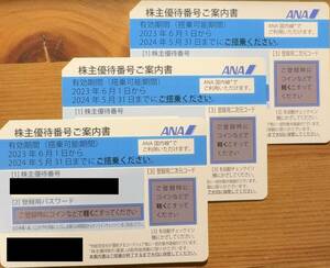 　ANA★株主優待券★３枚　有効期限　2024年5月31日搭乗まで　★送料無料★