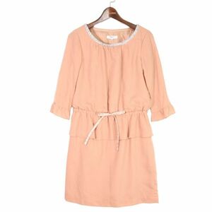 NATURAL BEAUTY BASIC ナチュラルビューティーベーシック 春夏 スパンコール装飾★ 7分袖 ワンピース Sz.S　レディース　E4T00609_3#F