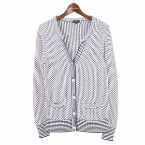 TALBOTS タルボット 通年 コットン ニット★ 総柄 カーディガン 羽織り Sz.M　レディース　E4T00623_3#O