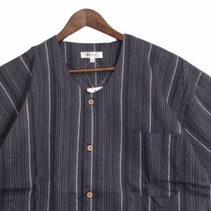 【新品 未使用】 新主己 アラスコ 春夏 甚平 上下セット しじら織り Sz.L メンズ E4G00272_4#Sの画像3