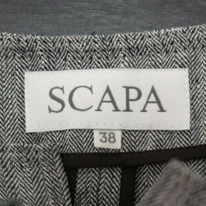 SCAPA スキャパ 春夏 5分袖 【麻★リネン】 ヘリンボーン ラメ ノーカラー ジャケット Sz.38 レディース E4T00748_4#Mの画像5