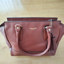 COACH レザー レガシー タッセル トートバッグ 茶色 未使用 送料無料_画像1