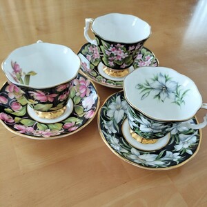 ROYAL ALBERT ロイヤルアルバート カップ ソーサー 3客 柄違い まとめて中古品 