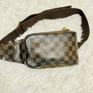 1円【LOUIS VUITTON ルイヴィトン】ジェロニモス ボディバッグ ショルダーバッグ ダミエ ブラウン PVC CA0025 N51994