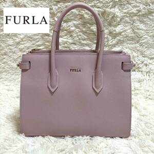 FURLA フルラ ハンドバッグ レザー 2way トート ショルダーバッグ 極美品　ピンク