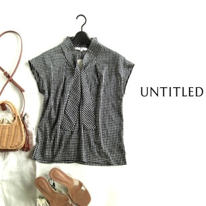  new goods Untitled UNTITLED bow Thai attaching dot short sleeves blouse black 2 M size 9 number postage 185 jpy 