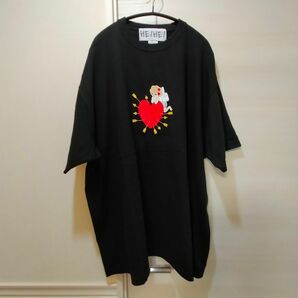 【HEIHEI】 天使 刺繍 Tシャツ 半袖 ブラック XXXL プルオーバーオーバーサイズ ワンピース