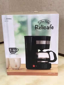 【未開封未使用品】 dretec ドリテック　コーヒーメーカー　Relicafe　CM-101　全自動 ドリップ式 4杯 0.65L 濃さ2段階調整 ガラスサーバー