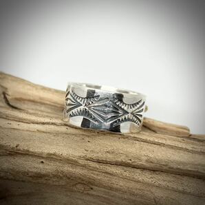 silver950 スタンプワーク　指輪　シルバーリング　18号　# インディアンジュエリー　ネイティブアメリカン　ナバホ族　Sterling 925