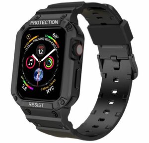 Apple Watch 38mm/40mm/41mm対応　アップルウォッチバンド ベルト【スポーツ一体式バンド】ブラック 