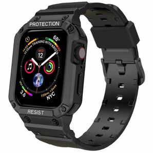 Apple Watch 38mm/40mm/41mm対応　アップルウォッチバンド ベルト【スポーツ一体式バンド】ブラック 