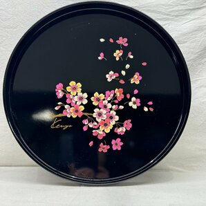 KENZO ケンゾー まとめ カップ＆ソーサー 2客 大皿1枚(黒盆) 箱有り 花柄 桜柄の画像8