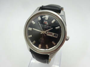 ☆可動品☆ #26236 オリエント/ORIENT AAA DELUXE YOUNGMATE 19石 デイデイト 自動巻き 黒文字盤 社外ベルト 可動品