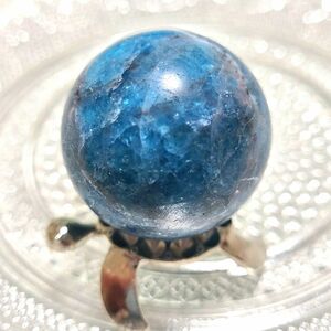 希少◆ブルーアパタイト スフィア 直径3cm◆丸玉　インテリア　天然石置物　握り石　パワーストーン