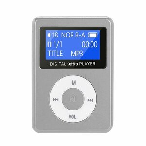 【シルバー】新品 長方形 スピーカー内蔵 液晶画面付き MP3 音楽 プレイヤー SDカード式