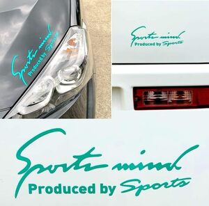 グリーン Sサイズ 19×7cm Ｓｐｏｒｔｓ ｍｉｎｄ 車 バイク ステッカー デカール シール 汎用 サイド ドレスアップ ス