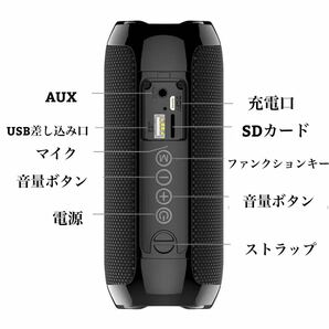 【新品】Bluetoothスピーカー ワイヤレススピーカー ポータブルスピーカー 重低音 高音質 防水 レッド 赤の画像4