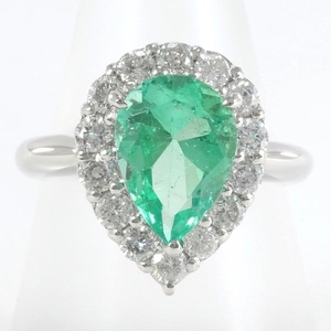 PT900 ring ring 15 number emerald 2.75 diamond 1.09 card judgement document gross weight approximately 8.3g used beautiful goods free shipping *0202