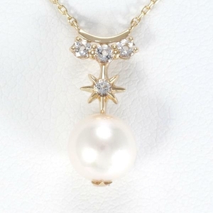  Star Jewelry K10YG necklace pearl white topaz box sack gross weight approximately 1.5g approximately 40cm used beautiful goods free shipping *0315