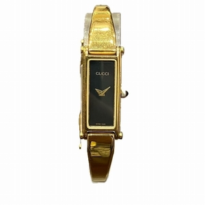 グッチ 1500 クォーツ ゴールド ブラック文字盤 時計 腕時計 レディース☆0343