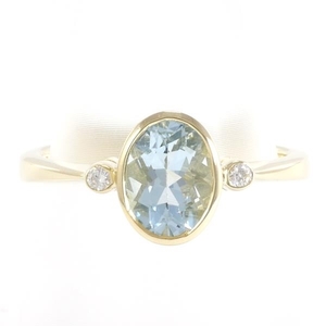 K14YG ring ring 14 number aquamarine zirconia gross weight approximately 4.5g used beautiful goods free shipping *0338