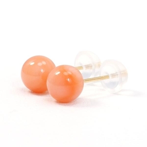 K18YG earrings coral gross weight approximately 0.7g used beautiful goods free shipping *0315