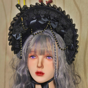  Lolita bonnet hat head dress hair accessory 4 color rose flower pure-white black roli gothic klaroli.roli.roli Gothic and Lolita 