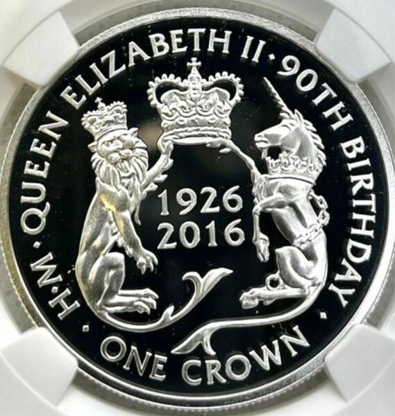値下げ！最高鑑定エリザベス女王 90歳記念 初期750枚 2016 イギリス領トリスタンダクーニャ クラウン銀貨 NGC PF70