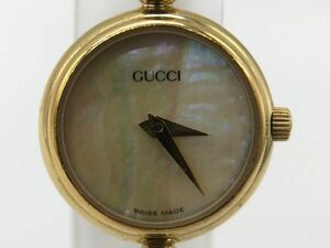 1円～ 稼働品 GUCCI グッチ 腕時計 2700.2.L 腕時計 バングルウォッチ　クォーツ式 シェル文字盤 金色 レディース