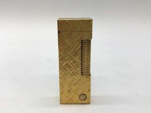 １円～ Dunhill ダンヒル ガスライター ローラー式 ゴールド 喫煙具 フリント/箱付き 【着火確認済み】