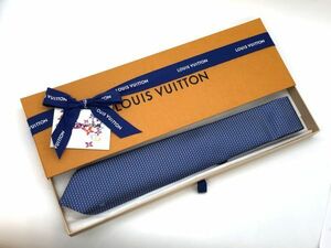 【新品未使用】LOUIS VUITTON ルイヴィトン ネクタイ M71200 ダイヤモンドブイ 8CM 現行品 光沢 青系 青色 ブルー シルク 箱付き
