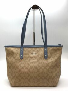 COACH コーチ トートバッグ F58292 シグネチャー ブラウン×ブルー レディース