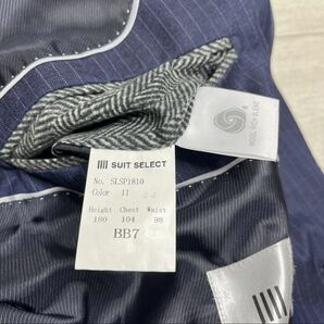 美品 スーツセレクト スリム 2つボタン シングルスーツ ノータック 春夏 ネイビー BB7 サイズLビジネス テーラードジャケット ネイビー の画像6