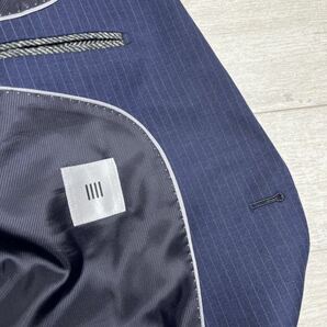美品 スーツセレクト スリム 2つボタン シングルスーツ ノータック 春夏 ネイビー BB7 サイズLビジネス テーラードジャケット ネイビー の画像5