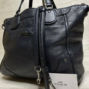 1円【入手困難品】コーチ COACH トートバッグ ショルダーバックビジネスバッグ ブリーフケース A4 2way レザー メンズ レディース ブラック