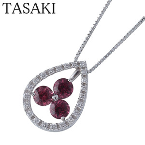 タサキ ガーネット ダイヤ ネックレス ダイヤ0.31ct 50cm K18WG 新品仕上げ済 TASAKI 田崎真珠【16284】