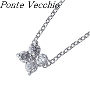 ポンテヴェキオ ダイヤ ネックレス フラワー 0.30ct K18WG 40cm 新品仕上げ済 PonteVecchio PV【16529】