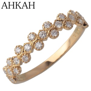  Ahkah diamond ring Florent current model 0.31ct 13 number AU750YG box new goods finishing settled AHKAH[16548]