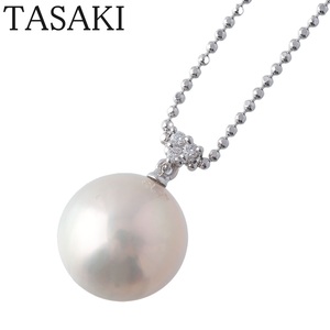 タサキ マベパール ダイヤ ネックレス マベパール12.4mm ダイヤ0.03ct K18WG 45cm 新品仕上げ済 田崎 TASAKI【17034】