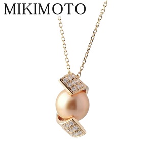 ミキモト ゴールデンパール ダイヤ ネックレス パール10.4mm K18YG 40cm 新品仕上げ済 MIKIMOTO【1703113023】