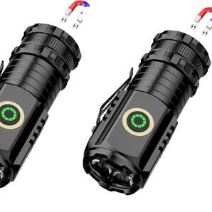 2個 T8LED 懐中電灯 超小型 軽量 強力LEDライト 1500mAh充電池 5つ照明モード ハンディライト IPX5防水 耐衝撃 ポケットクリップ付きの画像1