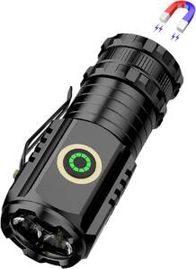 T8LED 懐中電灯 超小型 軽量 強力LEDライト 1500mAh充電池 5つ照明モード ハンディライト IPX5防水 耐衝撃 ポケットクリップ付き