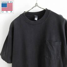 USA製 LOS ANGELES APPAREL 6.5オンス ガーメントダイ ポケットTシャツ 半袖 黒 M ブラック ロサンゼルスアパレル ロスアパ d144-01-0019_画像1