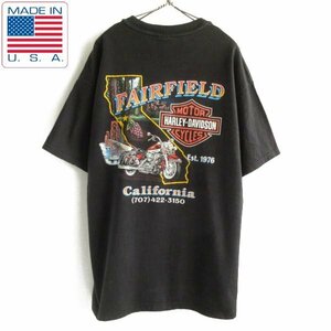 1998年製 希少 USA製 ハーレーダビッドソン 両面プリント 半袖Tシャツ 黒 XL バイカー ブラック アメリカ製 ビンテージ D148-01-0025ZVW