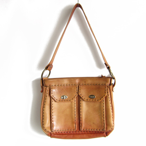  many pocket / leather / shoulder bag / light brown group / original leather /sakoshu/ leather bag / men's / lady's / unisex /D41-61-0064