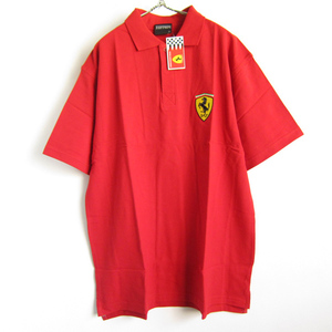 新品/Ferrari/フェラーリ/コットン/半袖/ポロシャツ/赤系【XL】企業物/アドバタイジング/オフィシャル/デッドストック/D138-02-0002ZV