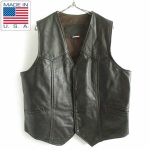 90s USA製 オーチャード BRANDED GARMENTS レザー ベスト メンズXL程度 ダークブラウン系 アメリカ製 ビンテージ D149-05-0006ZV