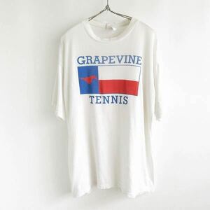 2000-01/GRAPEVINE TENNIS/半袖Tシャツ/白系【M】コットン/クルーネック/丸胴/丸首/PV-01-9272Y